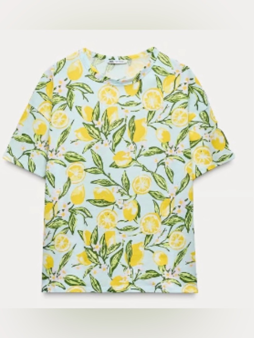 Zara Cotton Tee lemon print NWOT